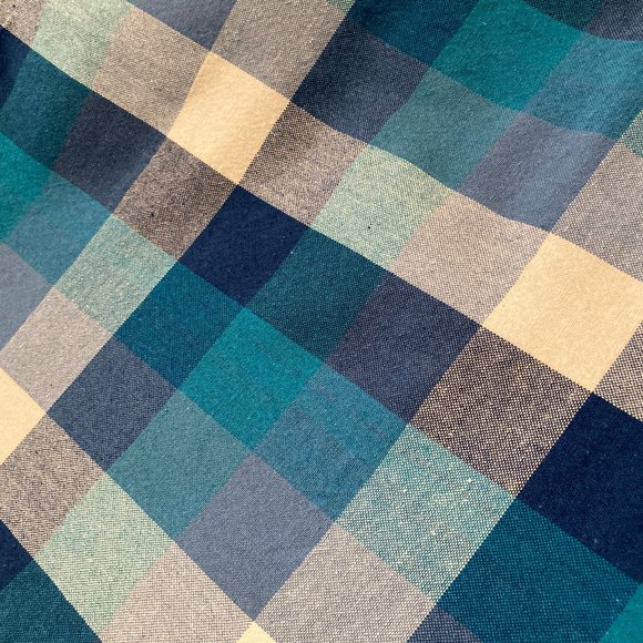 Country Living Vintage Cotton Large Blue Check Tablecloth  96" x 57" - Picture 2 of 7